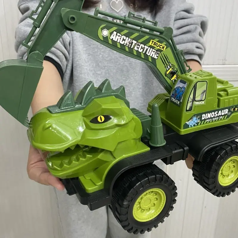 Máy xúc khủng long cho trẻ em, đồ chơi xe kỹ thuật quá khổ 37cm, Xanh Lá , Overlord Triceratops, vận chuyển nhanh 1