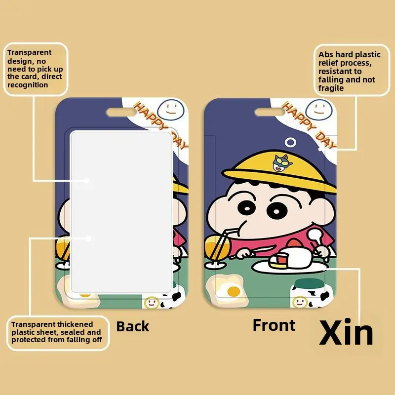 Chủ thẻ Shin Chan Bút Chì Màu, Bìa thẻ học sinh, Chủ thẻ ID, Bộ thẻ làm việc, Chủ thẻ chìa khóa xe Điện Vỏ bảo vệ, Móc chìa khóa, Dây buộc 2