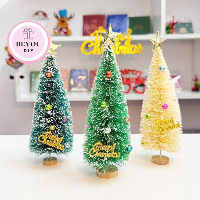 Cây Thông Noel Mini Phủ Tuyết Kèm Chữ Merry Christmas Phù Hợp Trang Trí Quà Tặng