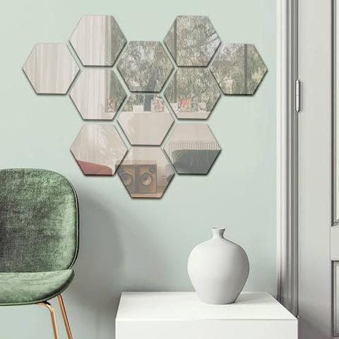 Cermin Hexagonal (cermin asli) 16x14 Cermin aesthetic Kaca Cermin Dinding Cermin tempel 2