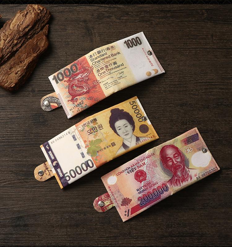 Product Introduction of Ví Nam, Kiểu Ngắn, Làm Bằng Vải Bố, Có In Hình Tiền, Thiết Kế Sáng Tạo, Thích Hợp Đựng Tiền Xu 11