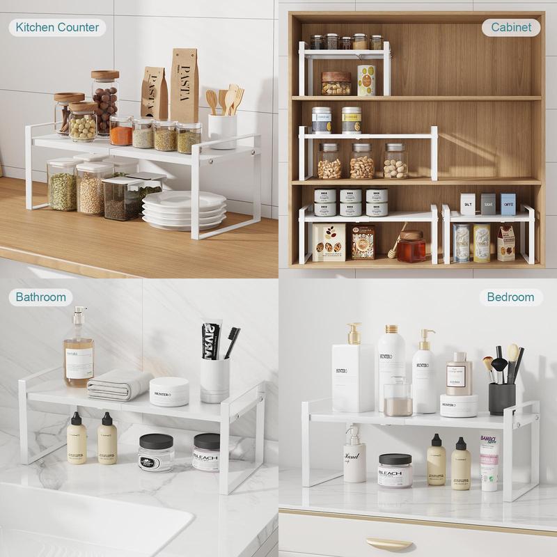 Kitchen Cabinet Shelf, 1 Count Expandable Organizer Riser Rack for Kitchen Pantry Cupboard, Under Sink Countertop Home Organization 2
