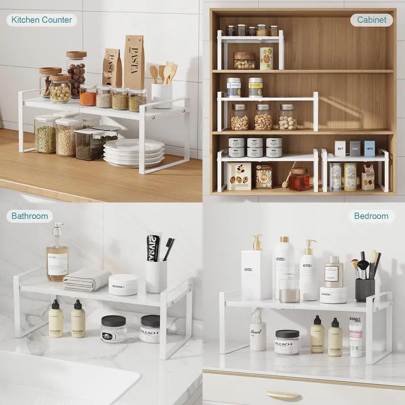 Kitchen Cabinet Shelf, 1 Count Expandable Organizer Riser Rack for Kitchen Pantry Cupboard, Under Sink Countertop Home Organization 2