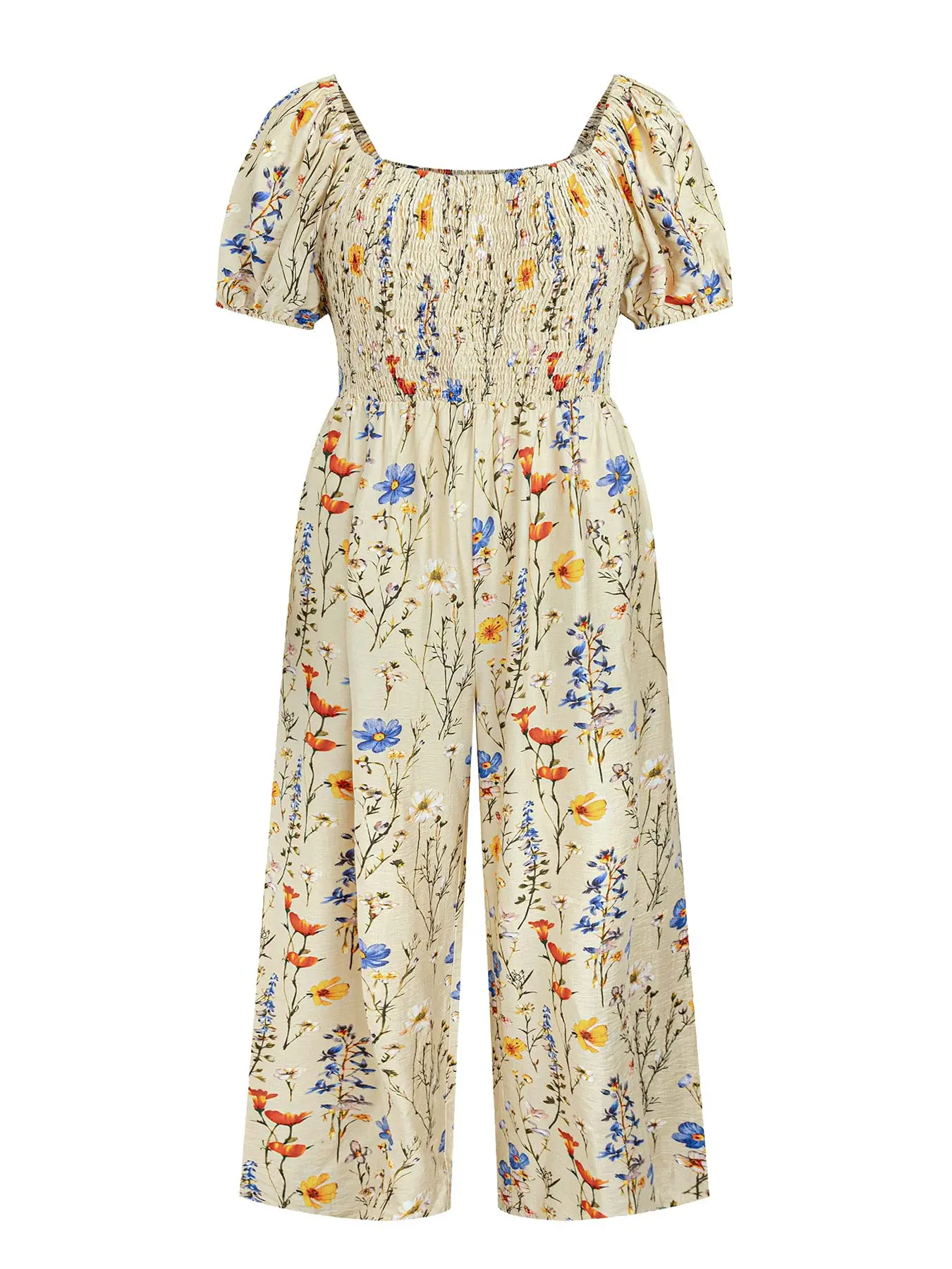 【Plus Size】 Floral Print Jumpsuit, Boho Jumpsuit for Beach Vacation Holiday, Women's Clothes for All Seasons, Womenswear