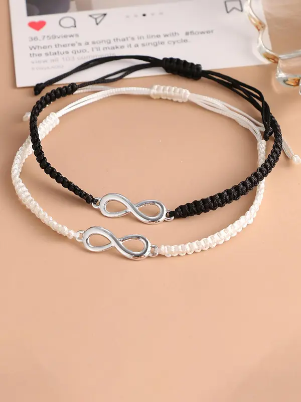 Couple Adjustable Braid Bracelet Perfect, Hot Fashion Jewelry for Party, Daily Clothing Decor, Trendy All-match & Exquisite Jewelry with Box, Valentine's Day, Gift 8