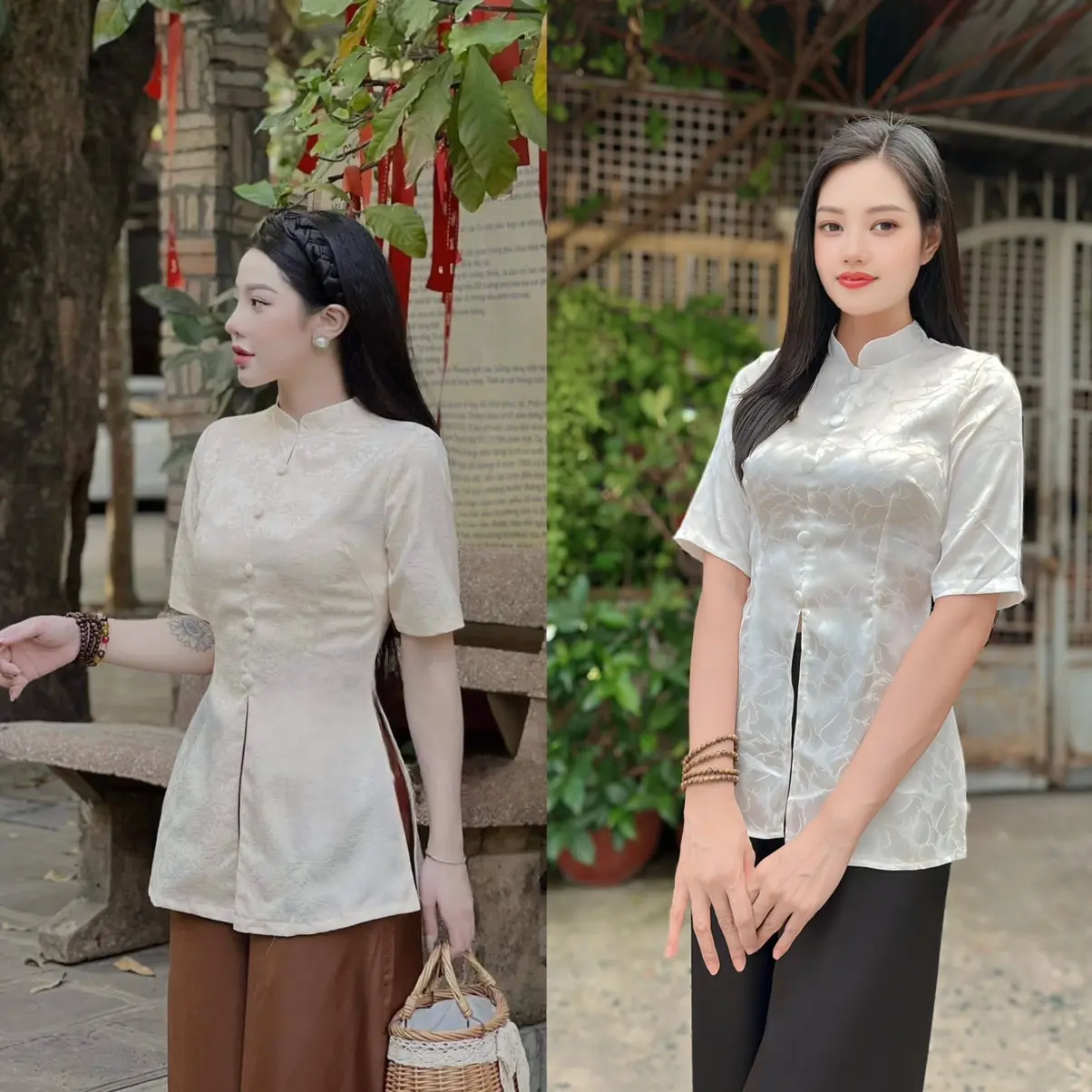 Mẫu Đồ Lam Đi Chùa Gấm Lụa Đủ Màu Kết Nút Bọc Vải Đủ Size
