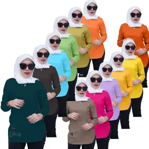 Six Diary Atasan Wanita Polos Oval Viral Tangan  Panjang  Katun Combed Terbaru