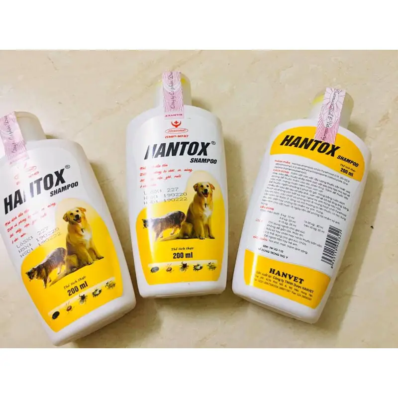 Sữa Tắm Trị Ve Rận Bọ Chét Cho Chó Mèo Hantox Shampoo Vàng 200ml - Long Vũ Pet Food 3