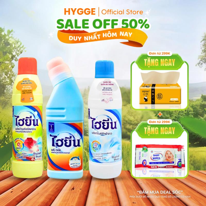 Tẩy Mốc Quần Áo Hygiene - Thuốc Tẩy Trắng Quần Áo Trắng Và Màu Nước Tẩy Thái Lan 250 500 600ml Làm Sạch