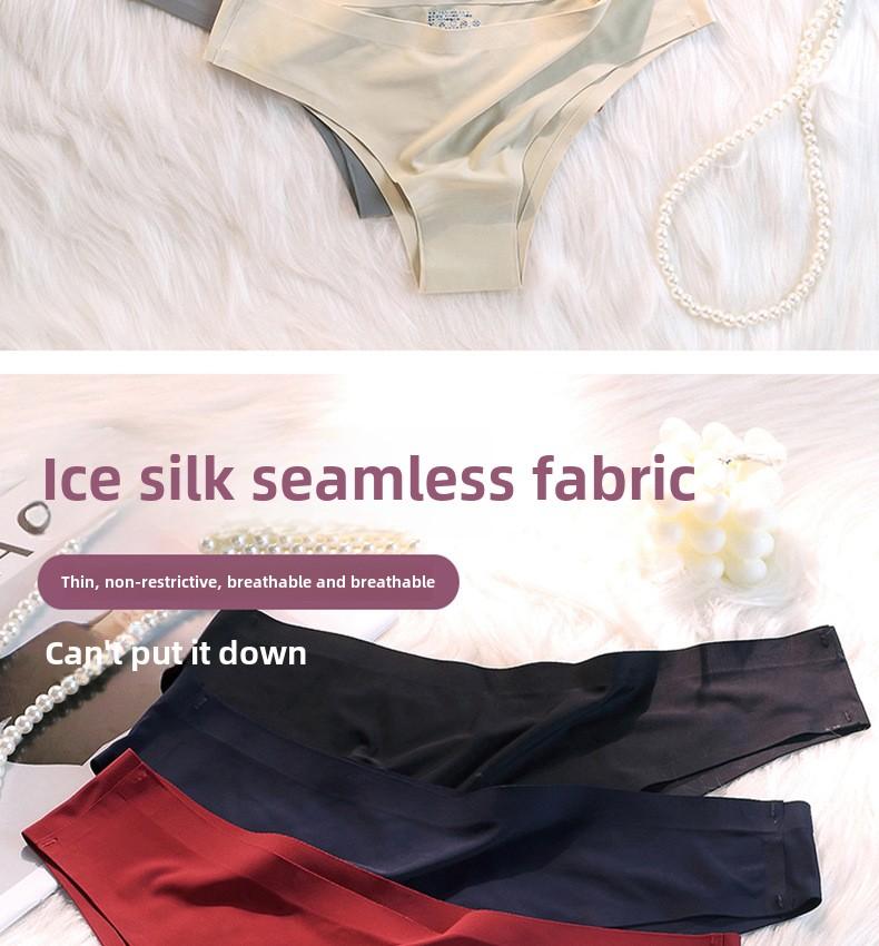 Product Introduction of Quần Lót Lụa Lạnh Không Đường May, Bán Chạy Mùa Hè, Dành Cho Nữ, Thoáng Khí, Cạp Thường, Quần Lót Nữ Xuất Khẩu Một Mảnh 2
