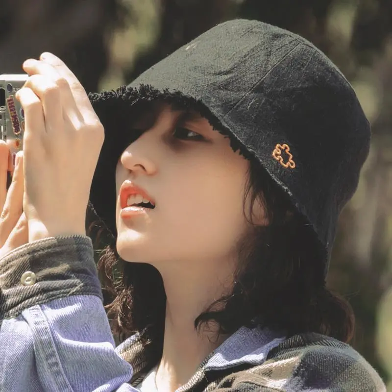 [3202 Favorites] Same Style Puzzle Hat Fisherman Hat Bucket Hat Korean Style Sun Hat New Sun Protection Outing Longing for Life