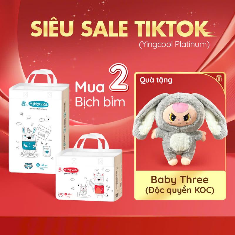 [ĐQ KOC Tặng BABY THREE - Combo 2b ] ĐQ Bỉm YINGCOOL Size NB64/SD60/MD56/MQ50/L48/XL44/XXL42/XXXL40