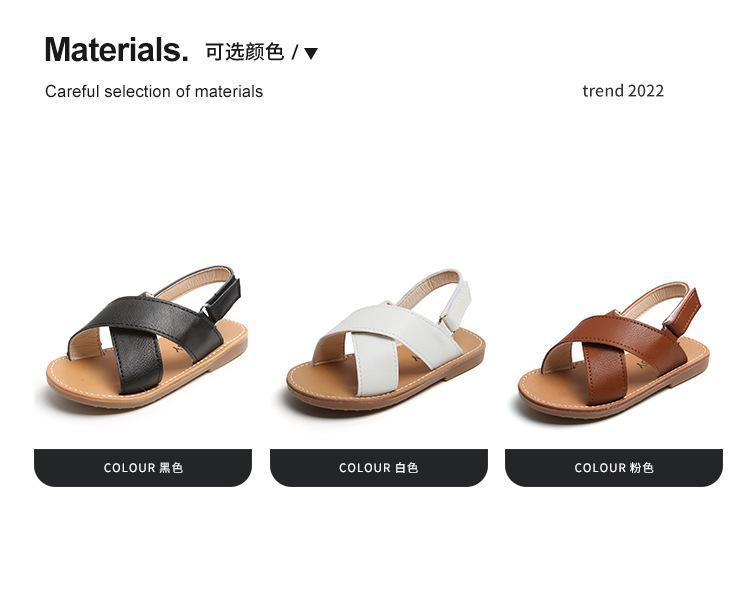 Product Introduction of Children's Sandals 2024 Summer New Fashion Versatile Baby Simple Soft Sole Boys and Girls Open Toe Cross Beach Shoes 2