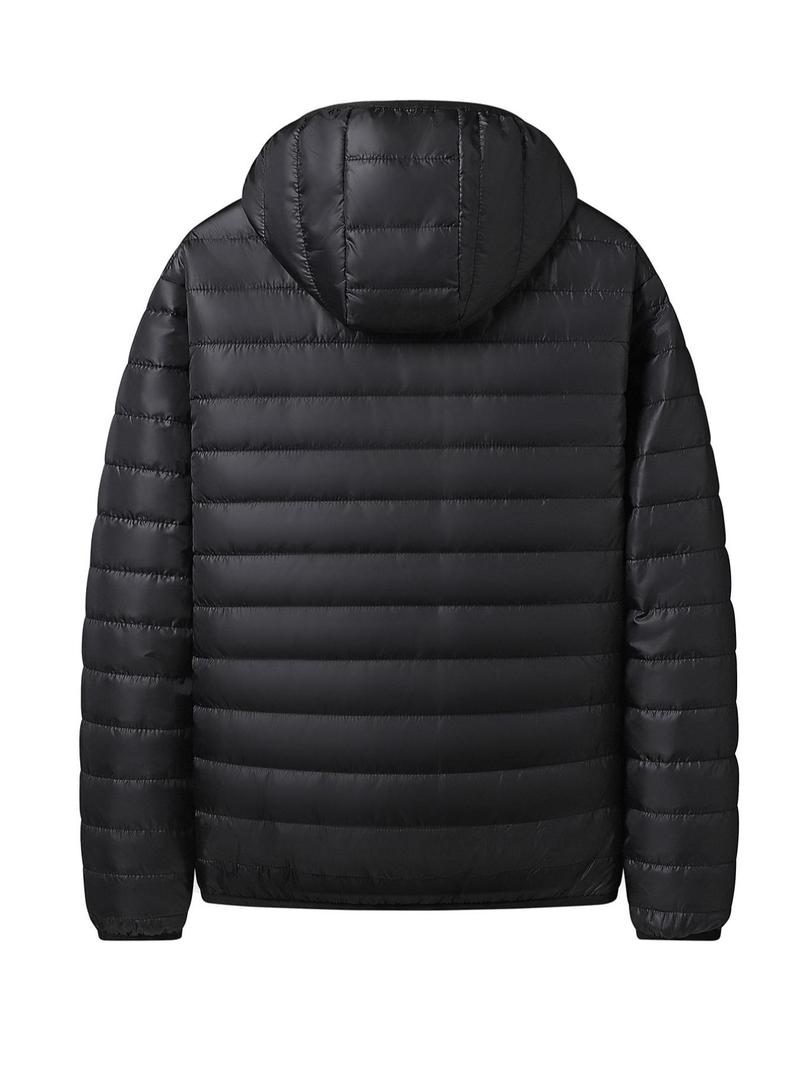 Product Introduction of Men's Solid Zip Up Thermal Lined Hooded Jacket, Regular Fit Casual Long Sleeve Pocket  Outerwear for Fall & Winter, Men's Clothes for Daily Wear 8