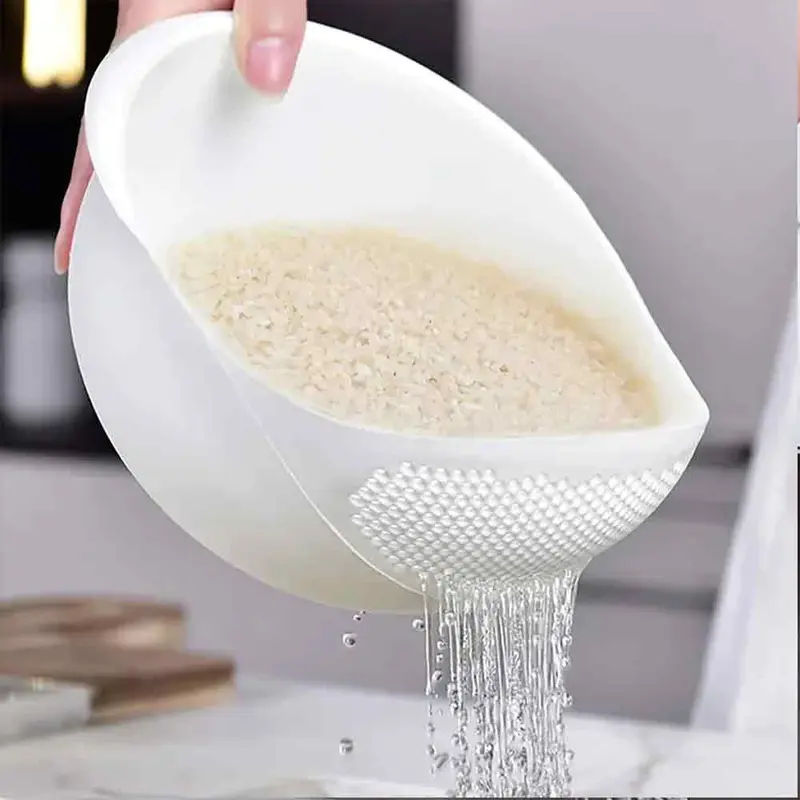 Rice Washing Drain Basket, 1 Count Round Multifunctional Fruit & Vegetable Drainage Colander, Household Rice Filter For Kitchen 7