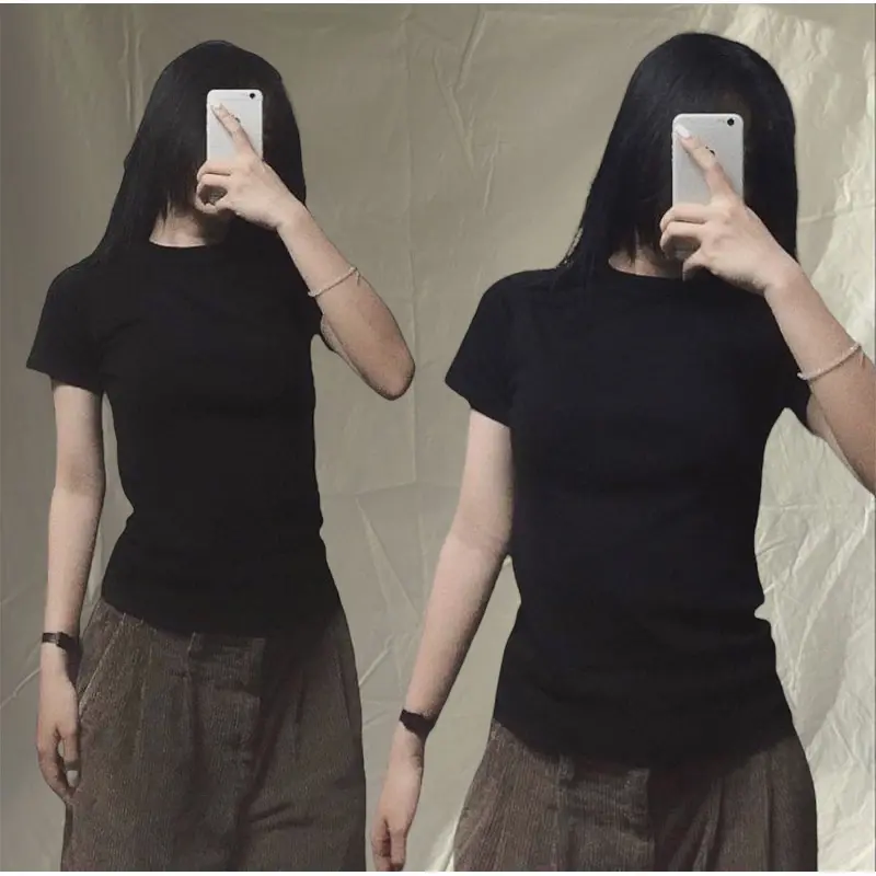 Áo phông trơn ôm dáng babytee THUN TRƠN COTTON Nhidang.123