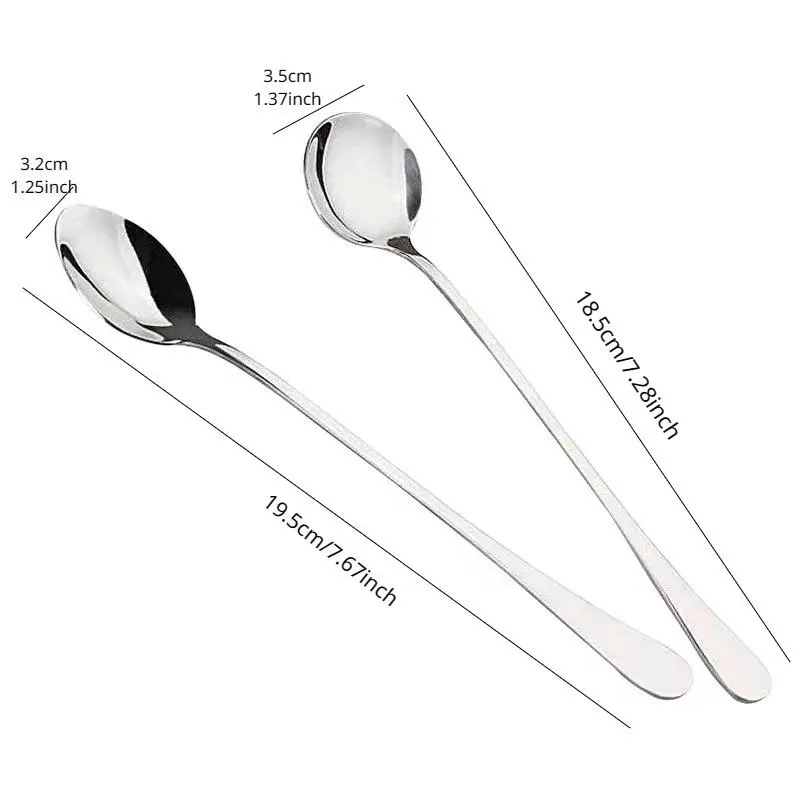 Stainless Steel Long Handle Spoon, 1 Count Durable Coffee Stirring Spoon, Ice Spoon, Kitchen Utensils for Home Use 1