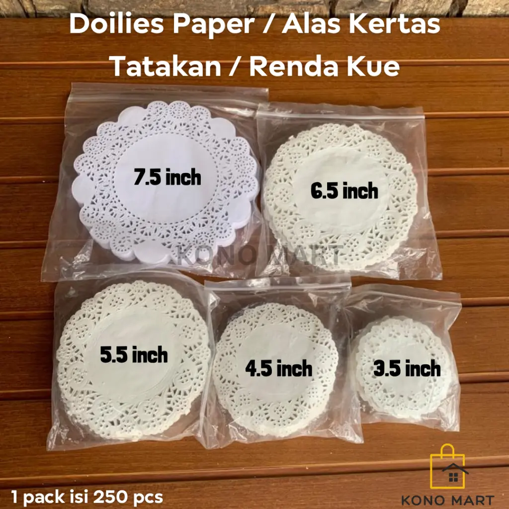 Paper Doilies isi 250 pcs / Kertas alas putih renda / Alas Kue renda / Alas Dus Renda / Alas doilies / Kertas Alas