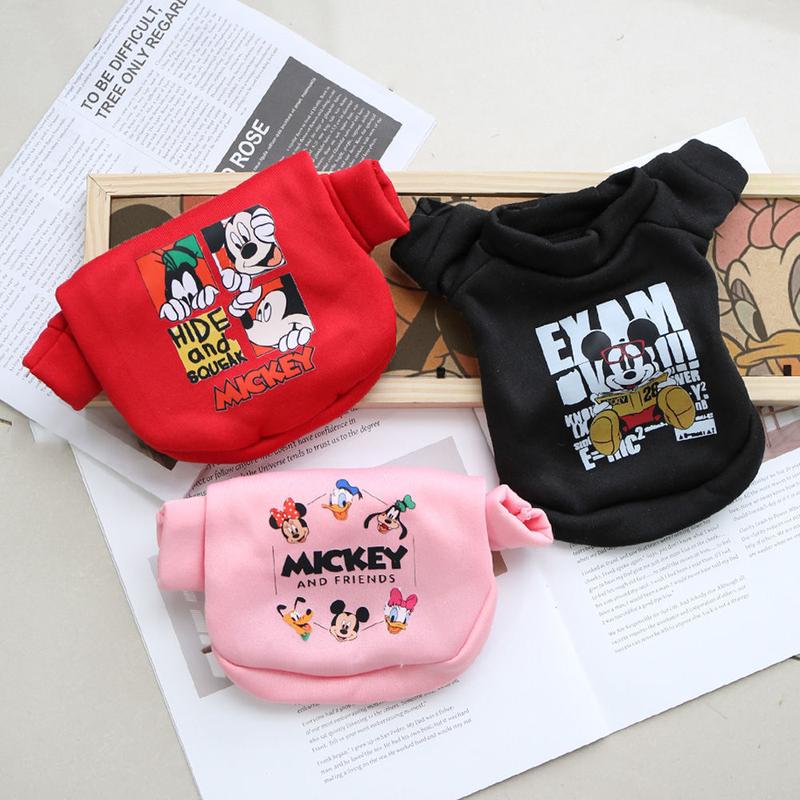 LINPET-In Stock Autumn and Winter Pet Clothes Cartoon Mickey round Neck Sweater Fleece-lined Cat for Common Dogs Clothes Small Dog 2