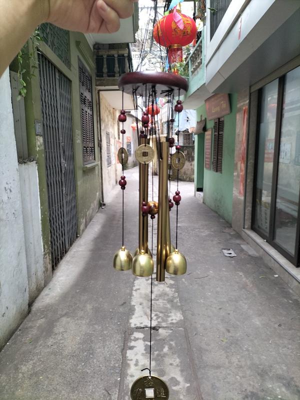 [TLH] Chuông gió phong thủy 4 thanh 5 quả chuông Decor Phòng Trang Trí Nhà Phòng Khách  - Hợp kim mạ Đồng Lễ kỉ niệm Vietnam