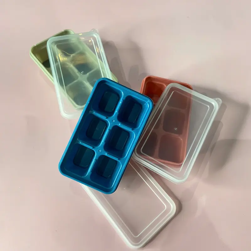 Combo 5 Khay Làm Đá 6 Ô Chất Liệu Nhựa Kết Hợp Silicon, Khay Làm Đá Có Nắp Đậy , Sâu Lòng , Khuôn Làm Đá, Khuôn Làm Thạch khayla  mdavientron 2