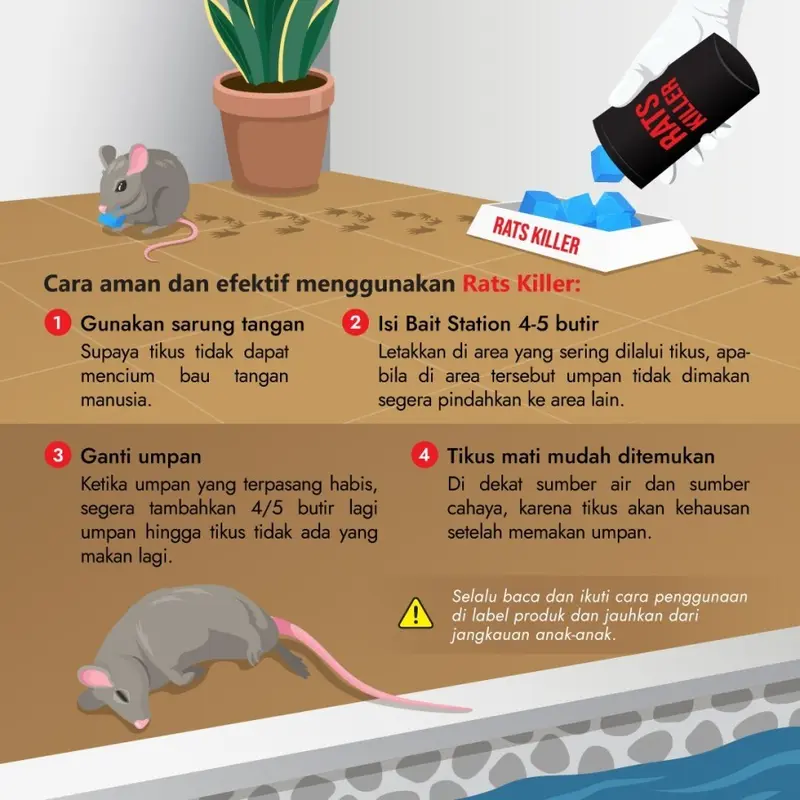 RATS KILLER 200gr Racun Tikus Mati Kering, Tidak Meninggalkan Bau 1