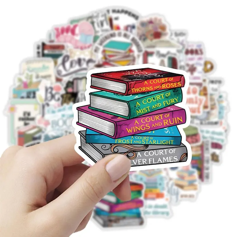 Bookish Themed Sticker, 50pcs/set Waterproof Self Adhesive Decor Paper, Decor Sticker for Gift Greeting Card Water Bottle Laptop Phone 2