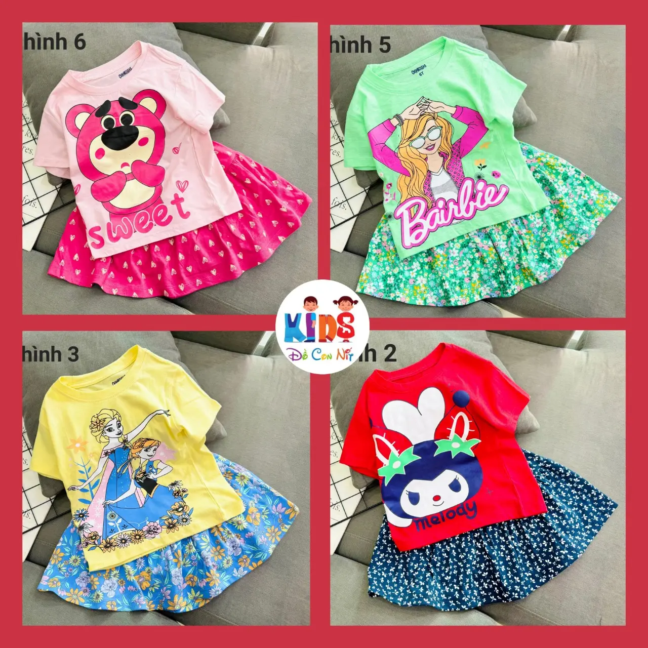 (12-42 ký) Set áo váy thun cotton có quần chip cho bé gái - Đầm trẻ em