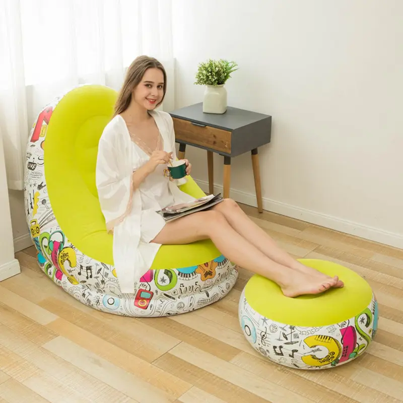 Đệm hơi, ghế hơi tựa lưng họa tiết Kèm bơm điện 2 chiều 7