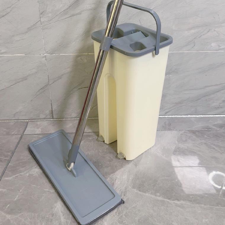 Bộ cây lau nhà kèm thùng vắt nước tiện lợi thông minh kèm 2 miếng giẻ lau chùi Lau Sàn Inox