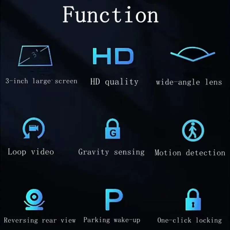 1080P Dash Cam, Car DVR with 3 Inch IPS HD Screen, Car Video Surveillance with 180° Rotation Night Vision Lens, Loop Recording Reversing Image DVR with 32G Memory Card 3