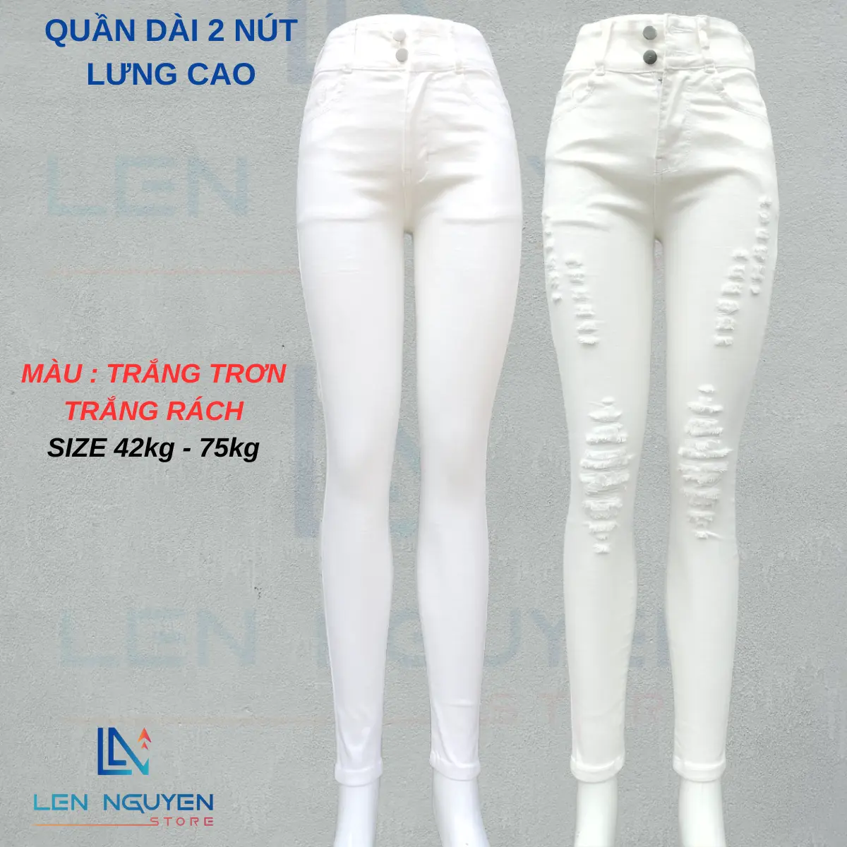 Quần Jean Trắng Nữ Dài D10, Dài 95-97cm, Màu Trắng, Trắng Rách, Size 42kg-75kg, Thiết Kế ,Quần Bò Lưng Cao 2 Nút, Co Giãn, Mền Mịn, Bigsize, Hotgirl, Skinny, Ống Ôm, Mang Phong Cách Năng Động, Trẻ Trung, Tự Tin, Dễ Phối Đồ. Women Pants