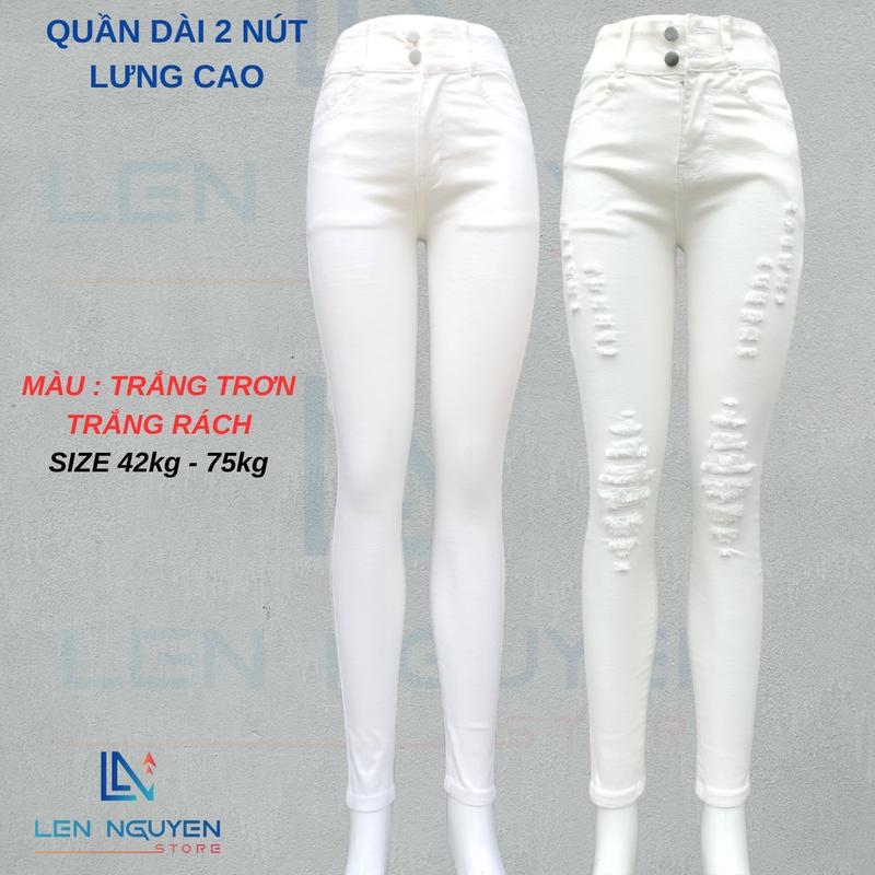 Quần Jean Trắng Nữ Dài D10, Dài 95-97cm, Màu Trắng, Trắng Rách, Size 40kg-80kg, Thiết Kế ,Quần Bò Lưng Cao 2 Nút, Co Giãn, Mền Mịn, Bigsize, Hotgirl, Skinny, Ống Ôm, Mang Phong Cách Năng Động, Trẻ Trung, Tự Tin, Dễ Phối Đồ. Women Pants