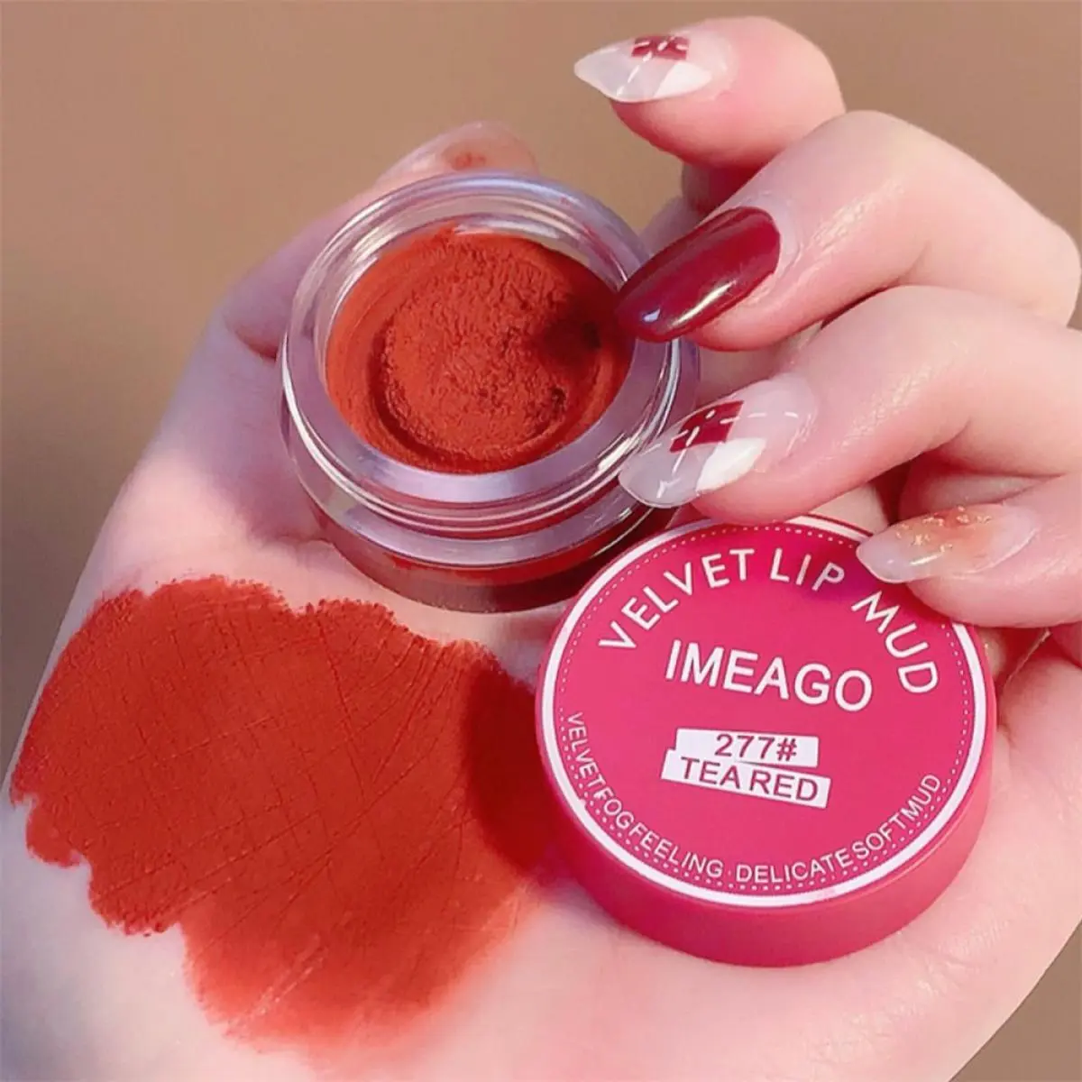 ลิปโคลนกระป๋อง IMEAGO กันน้ำ ไม่ติดถ้วย ไฮกลอส เรียบเนียน ละเอียดอ่อน ดูเป็นธรรมชาติ ไม่แต่งหน้า ลิปโคลน