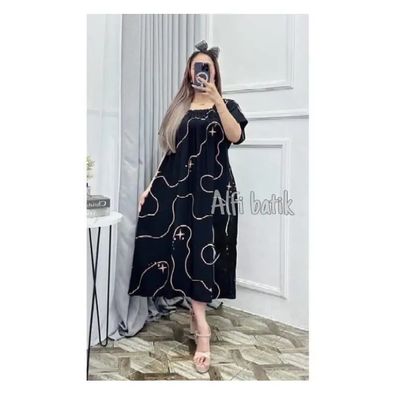 (Grosir Daster) Daster motif Love & motif Bintang ll busui kain rayon grade a terlaris Tebal 7