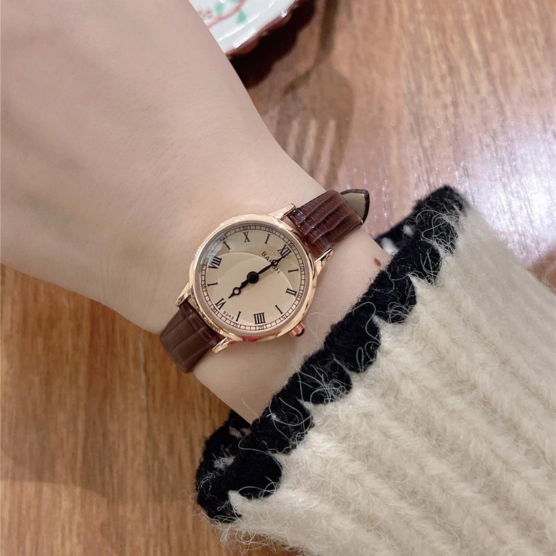 Đồng Hồ Nữ Mặt Nhỏ Dây Da Thời Trang Vintage BARSH Hàn Quốc, Đồng Hồ Chính Hãng Chống Nước Laxy Watch 5