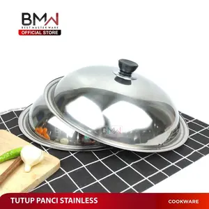 Tutup Panci Wajan Kuali Fry Pan Wok Pan Penggorengan Stainless Tutup Anti Panas