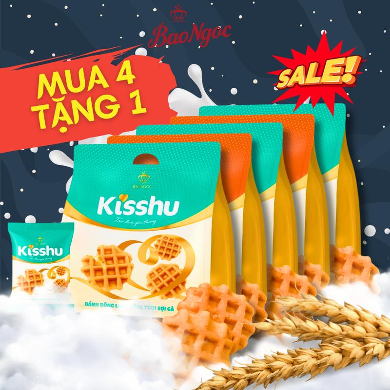   Mua 4 Tặng 1  Bánh Bông Lan 3 vị: Sợi thịt BBQ  Sợi Gà Trứng Sữa Tươi Bánh Mì Tươi Bảo Ngọc 