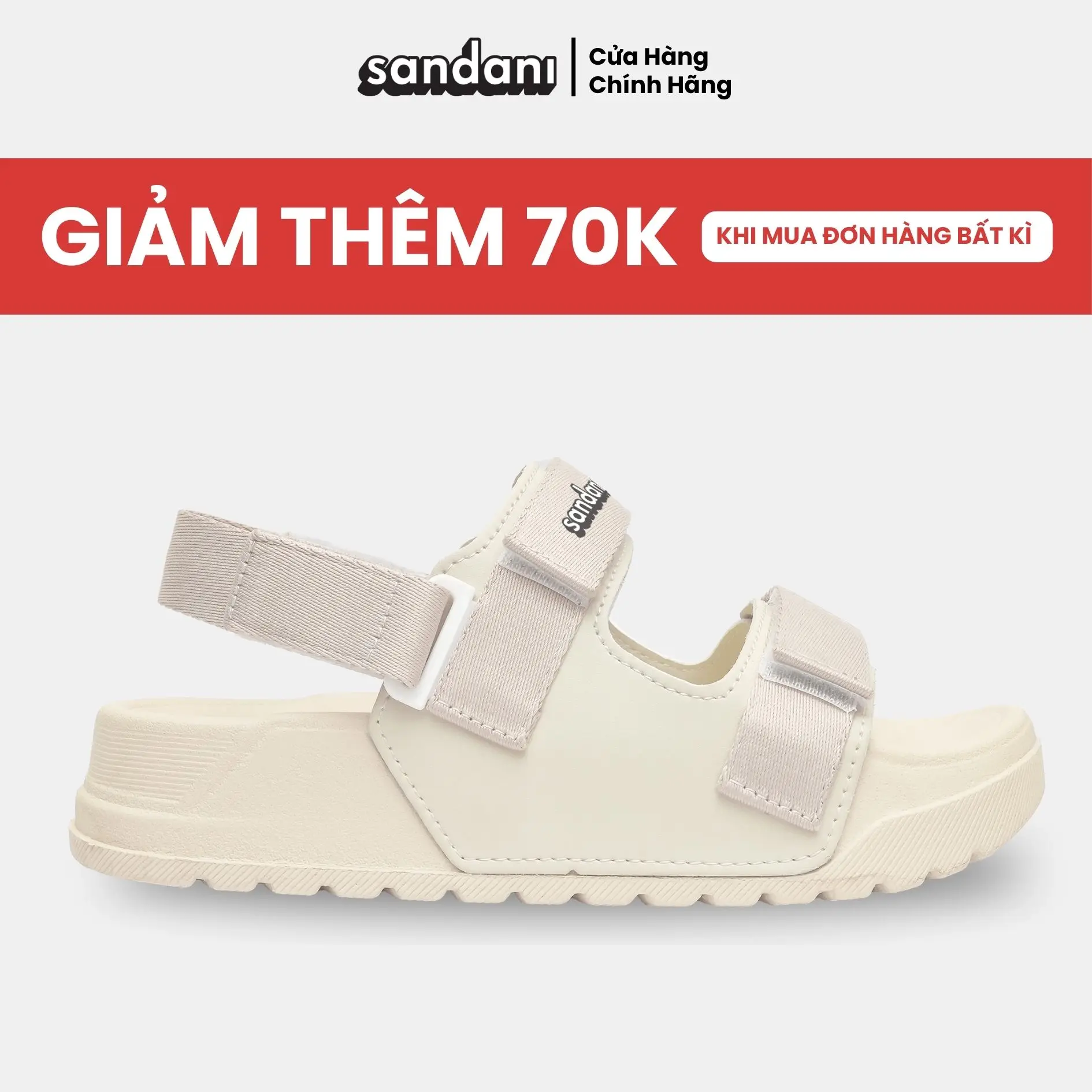 Dép Sandal Nữ Sandani Màu Be S1 – Quai Hậu Siêu Êm, Dễ Phối Đồ, Phù Hợp Đi Học DéP GiàY Shoes