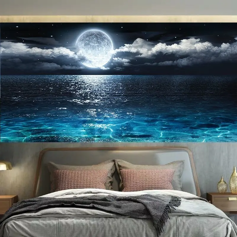 Ambiance Night View Starry Sky Healing Scenery Background Fabric Bedroom Dorm Room Decoration Renovation Wall Hanging Cloth Tapestry Smooth