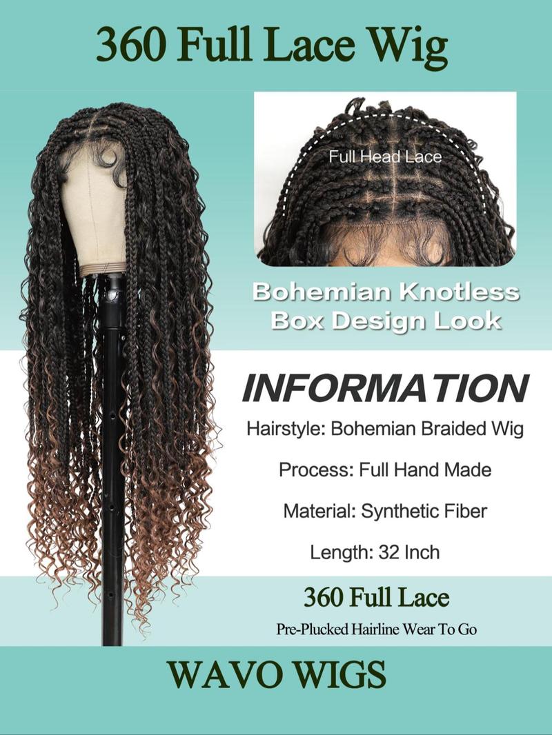 Product Introduction of 32 Inch Long Braided Wigs with Curly Highlight for Women, Gorgeous Fluffy Wigs with Baby Hair, Synthetic Full Lace Wigs for Party, Daily Use 4