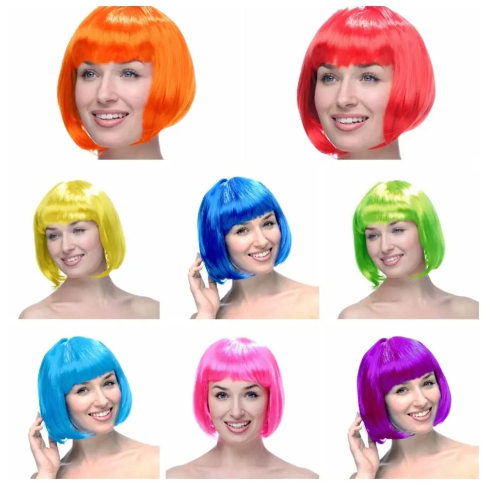 Bobo - tóc giả vui nhộn dành cho phụ nữ, thời trang, màu hồng, Cosplay, tiệc tùng, Bob, Xanh da trời tự nhiên, tóc ngắn thẳng cho chương trình sân khấu