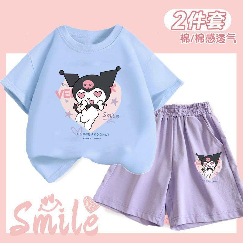 Product Introduction of Clow M Children's Summer Short Sleeve Suit Girls' Shorts Summer 2024 New Melody Clothes Two-Piece Suit Fashion 30