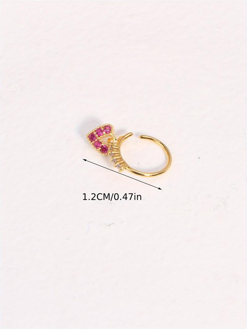 Product Introduction of Exquisite Heart-Shaped Dangle Nose Ring - Inlaid Shiny Zircon, Vintage Style, Simple yet Elegant Design, Hypoallergenic, Nickel-Free, Perfect for Nose Piercing Jewelry Lovers 0