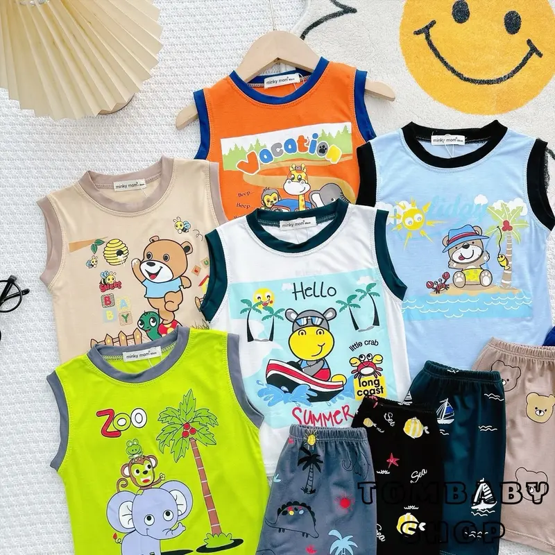 BL010 (8-26kg) BỘ BA LỖ THUN LẠNH MINKYMOM CHO BÉ 6
