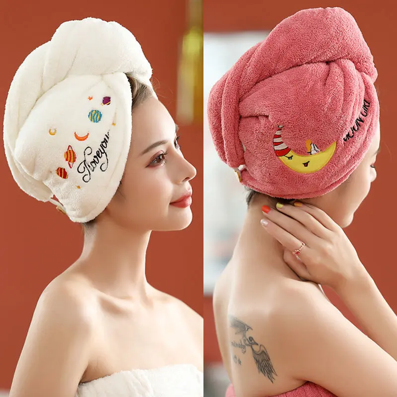 Hair dryer cap for women, long hair, adult, thickened, absorbent, dry hair towel, new style, quick-drying, cute, shower cap, head wrap, wipe hair, towel