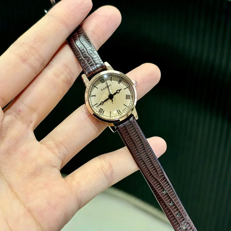 ĐỒNG HỒ NỮ BARSH PHONG CÁCH VINTAGE HÀN QUỐC DÂY DA VÂN CÁ SIÊU MỀM PIN THẠCH ANH MẶT KÍNH KHOÁNG  SIZE 24MM Women Watch 5