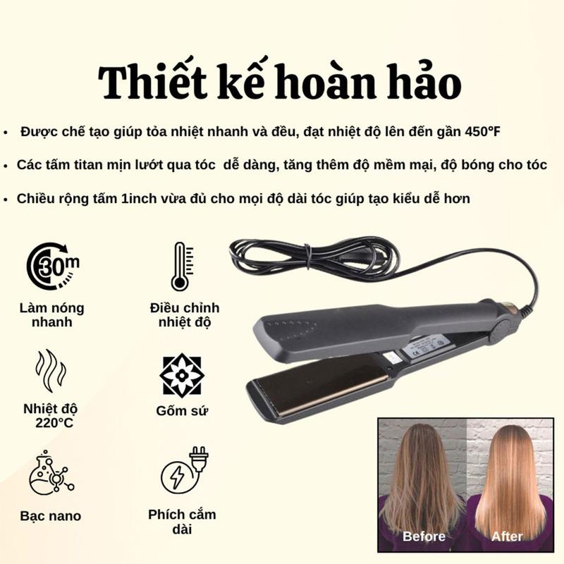 Máy Là Tóc Duỗi Tóc 4 Mức Nhiệt Kemei KM329 - Dụng Cụ Uốn Tóc Tạo Kiểu Đa Năng Tại Nhà Ép Là Thẳng, Uốn Cụp, Xoăn Lọn Máy Uốn Tóc 2