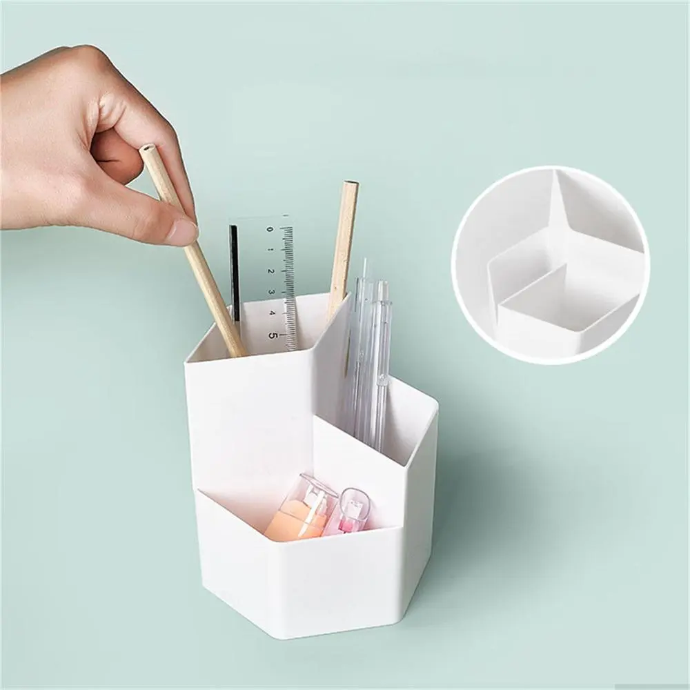 Creative Irregular Hexagonal Shaped Pen Holder, 1 Piece Large Capacity Desktop Stationery Storage Box, Desk Organizer for Home Office School