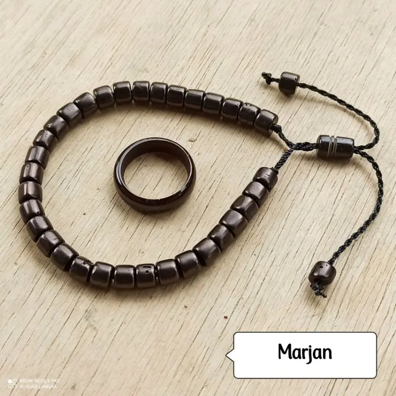 Gelang Kayu Kaukah Kokka Bonus Cincin Kokkah - Warna Hitam dan Coklat, Ukuran Butiran 3-4mm, Isi 33 Butir, Dewasa atau Remaja 0